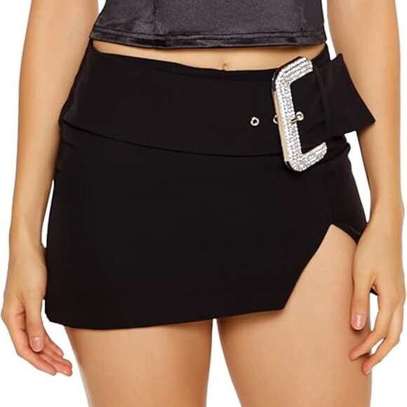 Forever 21 Black Mini Skirt w/ Oversized Rhinestone Buckle – XS – NWT - Picture 1 of 14